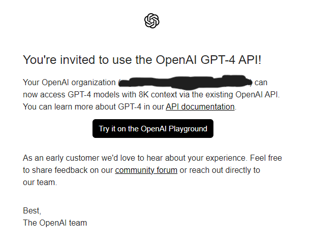 Yout GPT-4 API invite is here